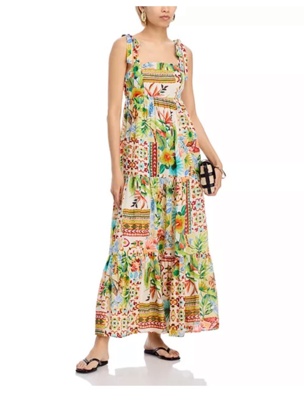 Aqua Palm Tie Strap Maxi Dress